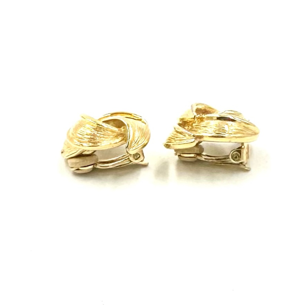 Vintage Givenchy Paris NY Gold Swirl Clip On Earrings 1980s - Picture 7 of 10